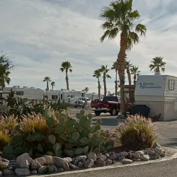 RVs parked in their spots at the RV park